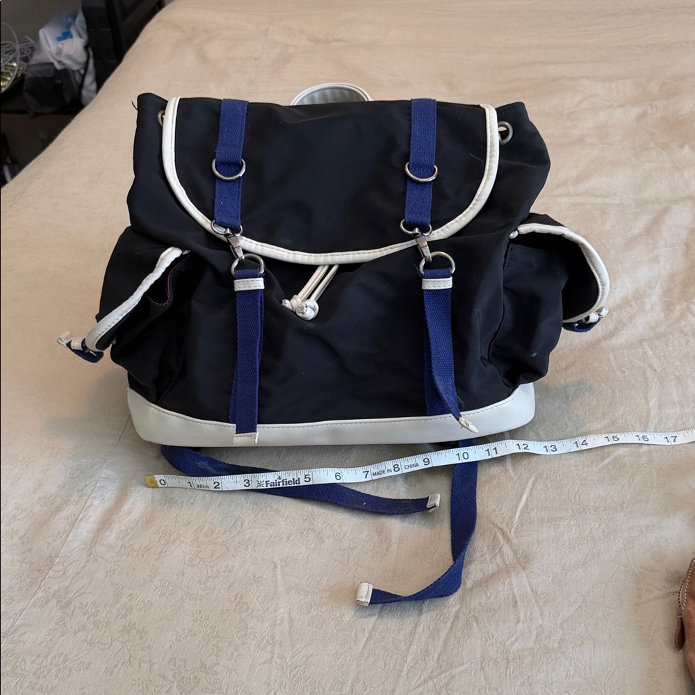Classic Black and White Backpack with Blue Accents